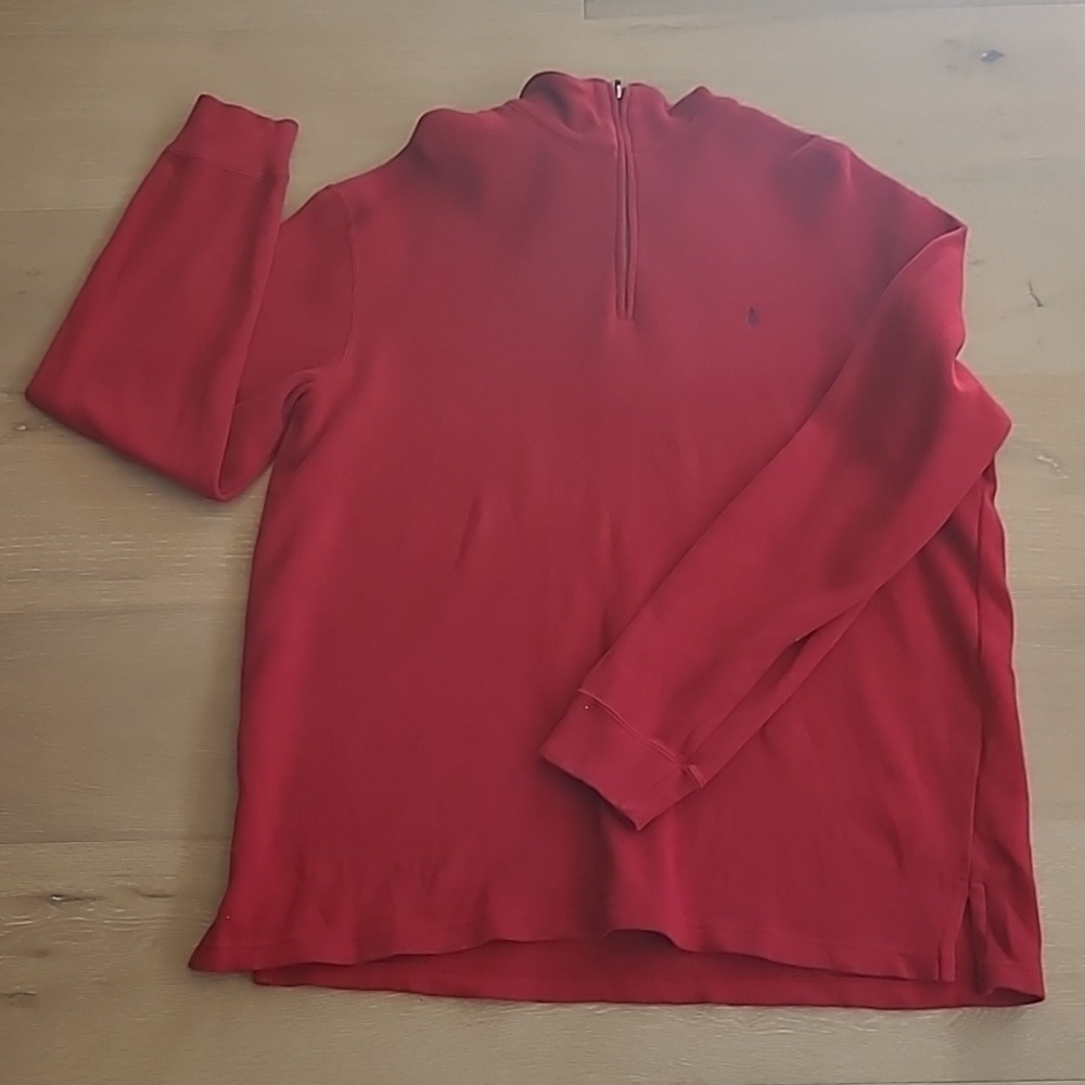 80's Polo by Ralph Lauren Sweater Men's sz XL Red 1/4 Zip Pull Over 100% Cotton